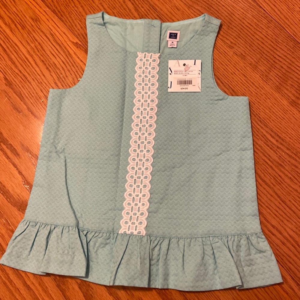 NWT janie and Jack Turquoise Peplum top, size 5